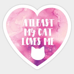 Funny Cat Love Valentines Day - Pink Watercolour Sticker
